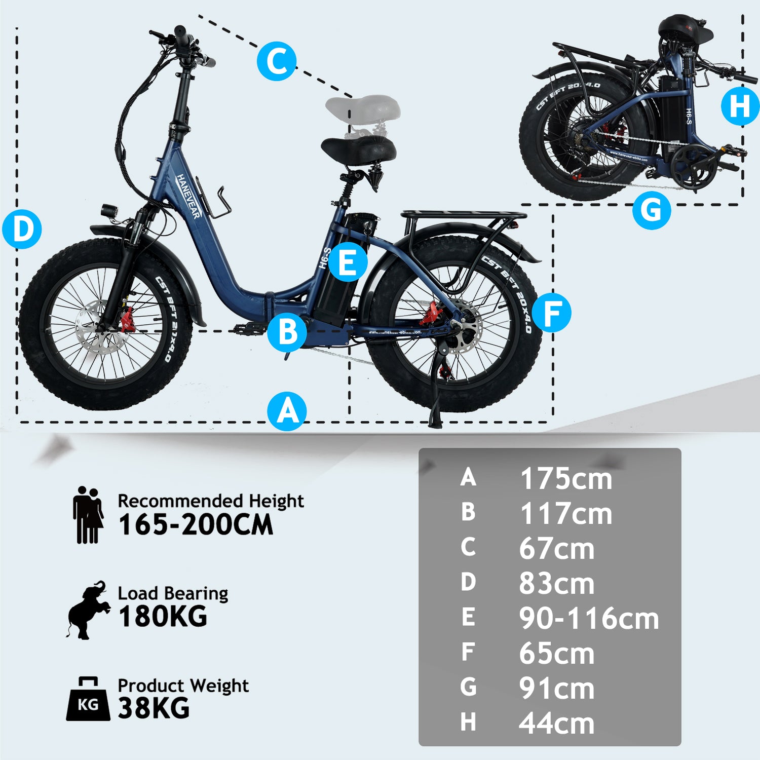 HANEVEAR H6-S Folding Electric Bike for Adults